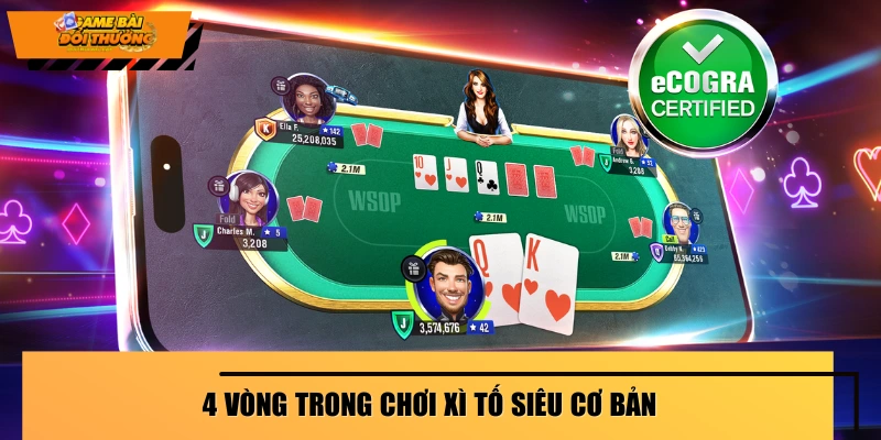 Thứ tự 4 vòng theo cách chơi Xì Tố